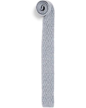 Eleventy Silk-Linen-Blend Skinny Scarf - White