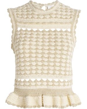 Zimmermann Metallic Crochet Wanderlust Top - Natural
