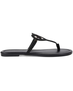 Kurt Geiger Leather Heart T-Bar Sandals - Black