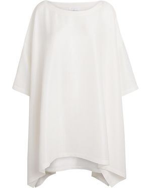 Eskandar Silk Plissé Boat-Neck Top - White