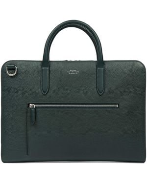 Smythson Ludlow Calf Leather Ultra Slim Briefcase - Green