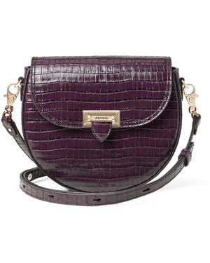 Aspinal of London Leather Croc-Embossed Portobello Cross-Body Bag - Purple