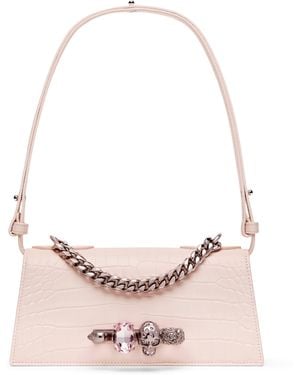 McQueen Mini Leather Jewelled Shoulder Bag - Pink