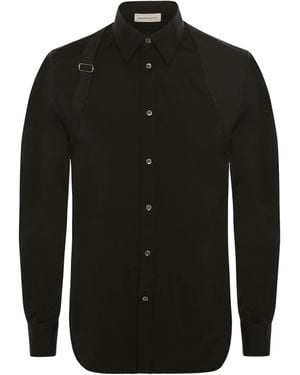 McQueen Harness Stretch-Cotton Shirt - Black
