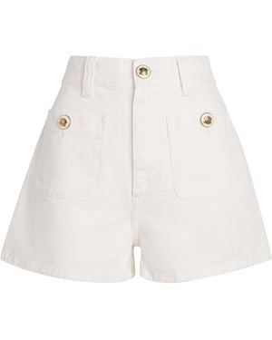 Sandro Denim High-Waist Shorts - White