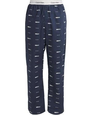 Calvin Klein Cotton Poplin Logo Pyjama Bottoms - Blue