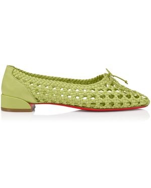 Christian Louboutin Sweetie Jane Silk Woven Ballet Flats - Green