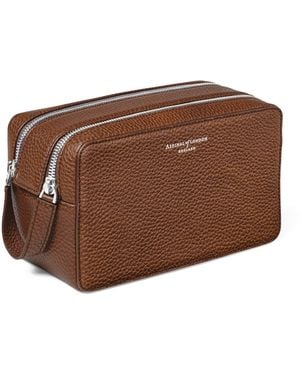 Aspinal of London Leather Mount Street Toiletries Bag - Brown