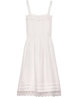 Prada Cupro-Silk Embroidered Midi Dress - White