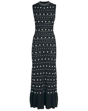 Sandro Stud-Detail Knitted Maxi Dress - Black