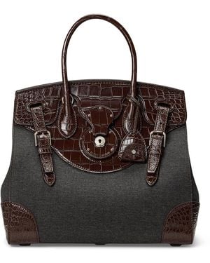 Ralph Lauren Wool-Alligator Soft Ricky 33 Top-Handle Bag - Black