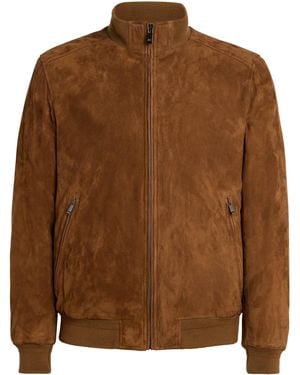 Pal Zileri Suede Bomber Jacket - Brown
