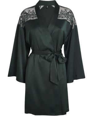 Aubade Silk-Blend Midnight Whisper Robe - Black