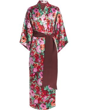 Olivia Von Halle Silk Floral Queenie Robe - Red