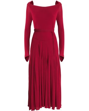 Tory Burch Jersey Pleated Midi Dress - Red