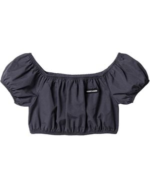 Miu Miu Cotton Poplin Crop Top - Blue