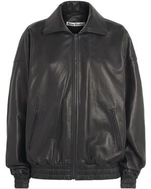 Acne Studios Leather Bomber Jacket - Black