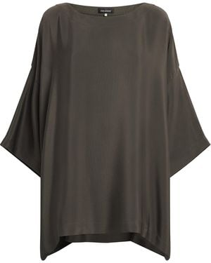 Eskandar Silk Boat-Neck Tunic - Gray