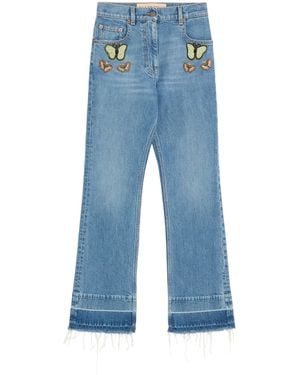 Valentino Butterfly Embroidered Jeans - Blue