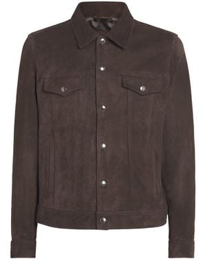 7 For All Mankind Suede Trucker Jacket - Brown