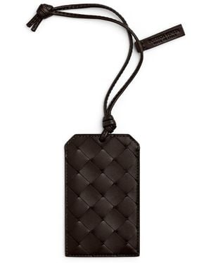 Bottega Veneta Leather Intrecciato Badge Holder - Black