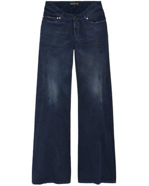 Balenciaga Distressed Curved Waist Jeans - Blue