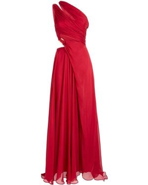 Cult Gaia Silk One-Shoulder Zan Gown - Red