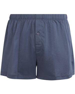 Hanro Cotton Sporty Boxer Shorts - Blue