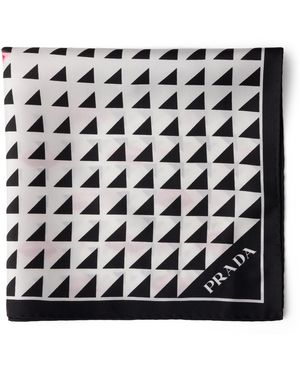 Prada Silk Lipstick Triangle Scarf - Black