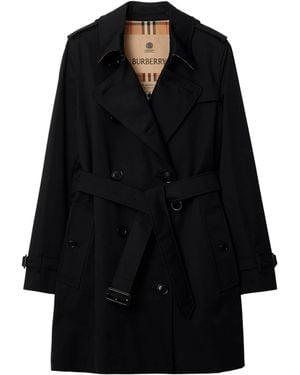 Burberry Gabardine Kensington Heritage Trench Coat - Black
