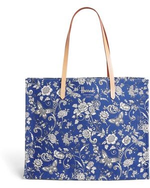 Harrods Large Cotton Butterfly Tote Bag - Blue