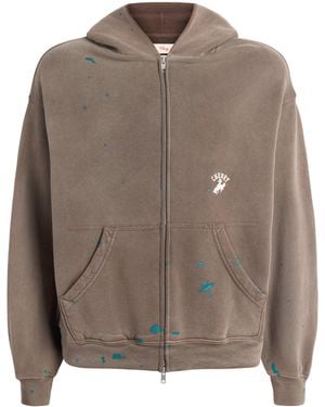 CHERRY LA Western Athletic Zip-Up Hoodie - Brown