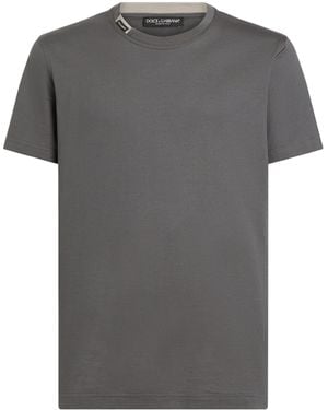 Dolce & Gabbana Cotton Logo Tab T-Shirt - Grey