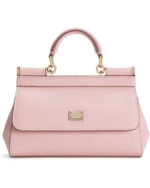Dolce & Gabbana Mini Leather Sicily Top-Handle Bag - Pink