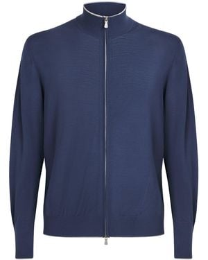 Eleventy Merino Wool Double-Zip Cardigan - Blue