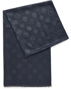 Giorgio Armani Silk Jacquard Stole Scarf - Blue
