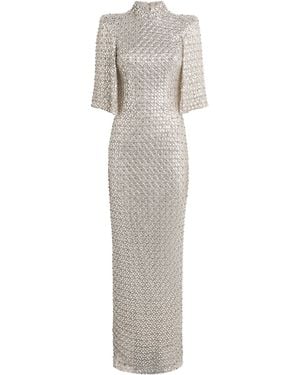 Jenny Packham High-Neck Sedona Maxi Dress - White