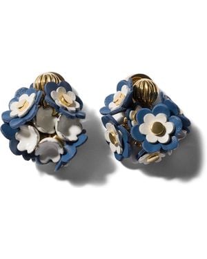 Miu Miu Leather Floral Earrings - Blue