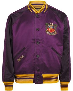 Polo Ralph Lauren Satin Embroidered Bomber Jacket - Purple