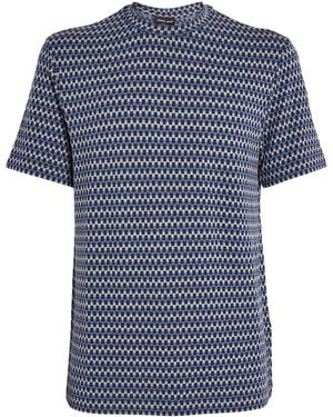 Giorgio Armani Stretch Viscose Jacquard T-Shirt - Blue