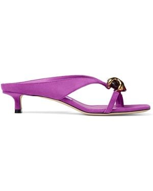 Jimmy Choo Emeristone 35 Suede Heeled Mules - Purple