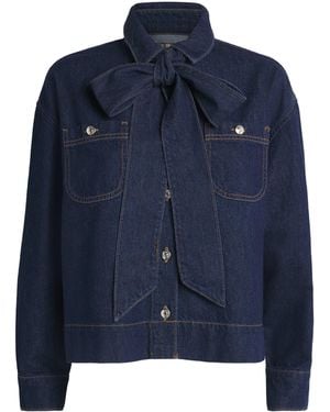 Maje Bow-Detail Denim Jacket - Blue