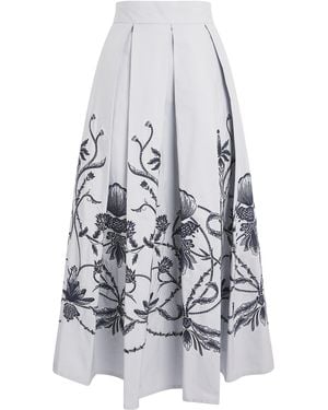 Eleventy Cotton Embroidered Maxi Skirt - White