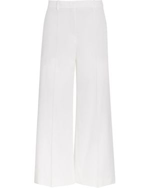 Eleventy Stretch-Cotton Cropped Wide-Leg Trousers - White