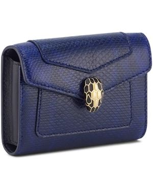 BVLGARI Karung Leather Serpenti Forever Card Holder - Blue
