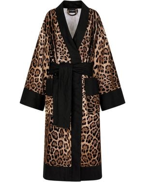 Dolce & Gabbana Terry Cotton Leopard Print Robe - Black