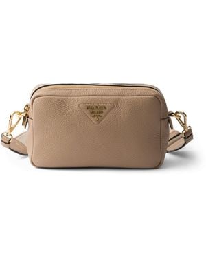 Prada Small Leather Cross-Body Bag - Brown