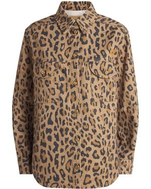 Blazé Milano Denim Leopard-Print Shirt - Natural