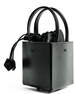 TALEL PARIS Leather Triangle Top-Handle Bag - Black