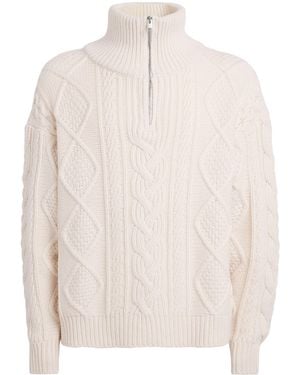 FRAME Wool-Cashmere Half-Zip Sweater - White